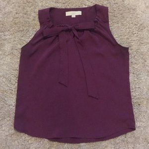 XSP Plum Sleeveless Blouse with Ribbon Detail